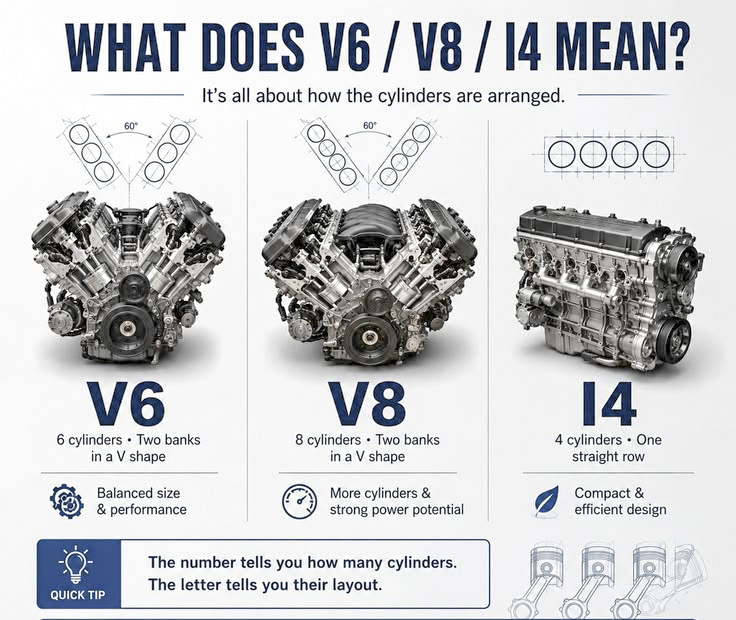 Illustrated comparison of automotive engine layouts